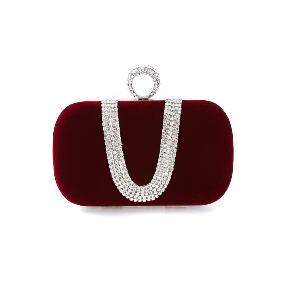 1956 Velvet Evening Bag Sparkly Rhinestone Clutch Bag Bridal Wedding Purse